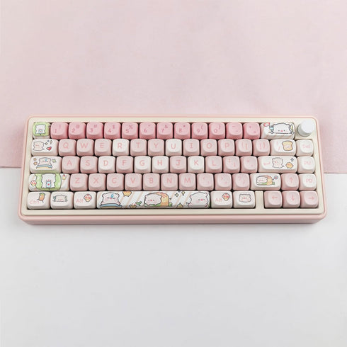Hyekit PBT Keycaps for Mechanical Keyboard - 145 Keys Pink Pig Keycaps, Dye-Sublimation Cute Keycaps MOA Profile Custom Keycaps for Cherry Gateron...