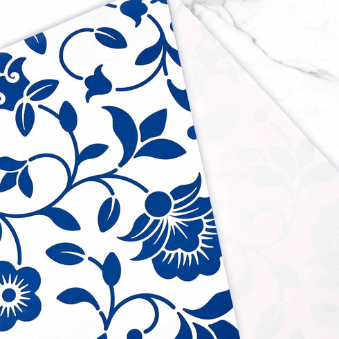 Bolsome 12 Sheets Blue Floral Wrapping Paper Blue White Flowers Patterned Gift Wrap Paper Chinoiserie Art Paper for Bridal Shower Wedding Spring T...