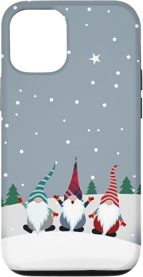 iPhone 12/12 Pro Christmas Gnomes Plaid Stripes Pattern Holidays Snow Winter Case...