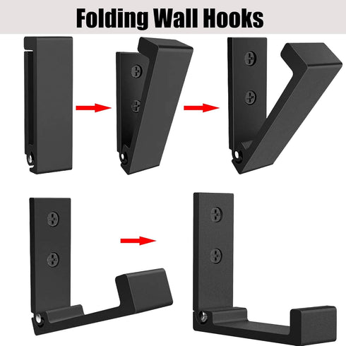 Folding Coat Hooks, Foldable Wall Hooks for Hanging Aluminum Alloy Cloth Hanger Coat Hanger Headphones Holder Headset Wall Hanger Hook- Pack of 4...
