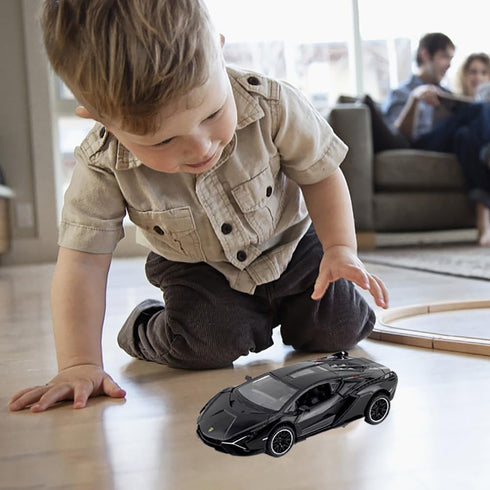 Lambo Toy Car Sian FKP3 Die-Cast Car Model with Lights and Sound Pull Back Toy Car for Boys Age 3 4 5 6 + Year Old (Black)...