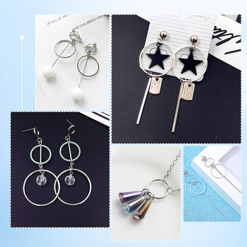 120Pcs 30mm Small Round Earring Finding Hoop Earrings Findings Silver Brass Open Bezel Back Frames Round Beading Ears Components for DIY Necklaces...