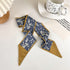 Retro small silk scarf girl heart spring and summer narrow ribbon headband headband bag decoration long scarf headdress (blue hair band 5pcs)...
