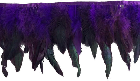 Sowder Rooster Hackle Feather Fringe Trim 5-7" in Width Pack of 5 Yards(Purple)...
