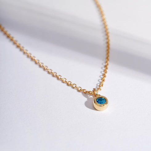 Amazon Essentials Yellow Gold Plated Brass Birthstone Solitaire Pendant Necklace, 16'' + 2'' Extender...