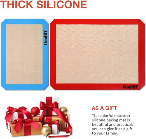 Silicone Baking Mat Set, 2 Half Sheets Silicone Mats (15.8 x 11.8 IN) and 1 Quarter Sheet Baking Mat (11.8 x 7.8 IN), Set of 3 Silicone Baking She...