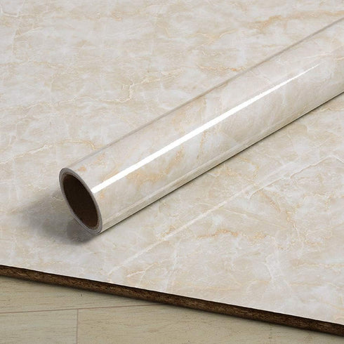 Removable Vinyl Beige Marble Contact Paper for Countertop Table Backsplash Self Adhesive Waterproof Marble Wallpaper Roll 15.7x117 Inches...