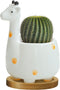 GeLive Giraffe Succulent Planter Indoor Tabletop Ceramic Plant Pot Kitty Ornament Animal Flower Decor Vase with Drainage Tray for Succulents or Mi...