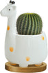 GeLive Giraffe Succulent Planter Indoor Tabletop Ceramic Plant Pot Kitty Ornament Animal Flower Decor Vase with Drainage Tray for Succulents or Mi...