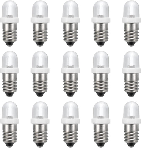 MECCANIXITY 3-3.8V/0.06A E10 Mini Light Bulbs, 15Pcs Miniature Screw Bulbs Flashlight Bulbs for Scientific Experiment Lighting DIY Accessories, Wh...