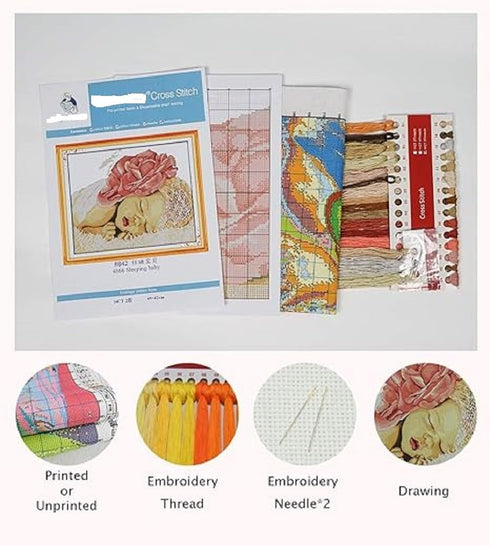 Aiorkeng Cross Stitch Kits Stamped Full Range of Embroidery Starter Kits for Beginners DIY 11CT 3 Strands-Printed Kits Frog's Treasure 28×34cm...