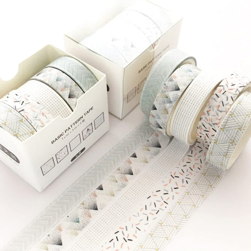 YUBBAEX 5 Rolls Washi Tape Set Creative Basic Skinny Masking Decorative Tapes for Arts, DIY Crafts, Journals, Planners, Scrapbooking, Wrapping (Pi...