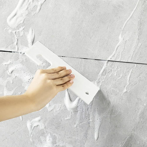 White Silicone Squeegee with Hanging Hole, Water Blade for Cleaning Kitchen Countertops Sink, Bathroom Shower Mirrors Glass, Car Windows Wiper Scr...