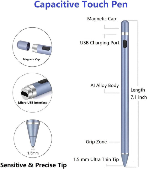 Stylus Pens for Touch Screens, Active Digital Pencil Compatible with iPadiPad ProAirMiniiPhoneOther Tablet Drawing&Writing (Haze Blue), MP2021...