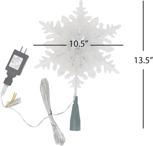 Kurt Adler 20-Light 10-Inch Clear Snowflake Treetop with Color-Changing RGB LED Bulbs...