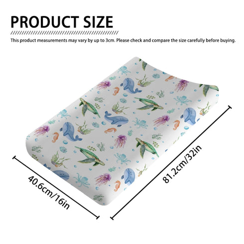Colorful Sea Animals Changing Pad Cover Turtle Whale Jellyfish Sea Horse Weeds Sealife Diaper Change Table Sheets for Boys Girls Soft Stretch Chan...