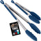GORILLA GRIP Stainless Steel Heat Resistant Kitchen Tongs for Cooking, 9 + 12 Inch, Set of 2 BBQ Tong, Non Scratch Silicone Tip for Pan, Strong Gr...
