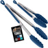 GORILLA GRIP Stainless Steel Heat Resistant Kitchen Tongs for Cooking, 9 + 12 Inch, Set of 2 BBQ Tong, Non Scratch Silicone Tip for Pan, Strong Gr...