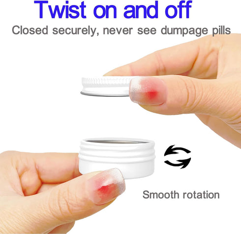 Extra Small Single Pill Box for Purse (3 Pack), Aluminum Screw Top Pill Container, 3 Times a Day Portable Waterproof Single Pill Case for Vitamins...