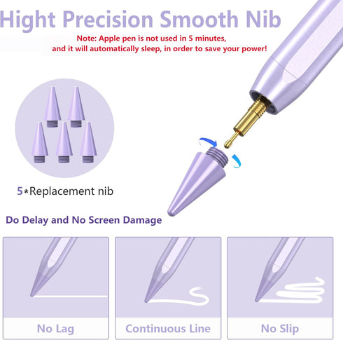 Apple Pencil for iPad 10th Generation, Stylus Pen for iPad (9/8/7/6) th Gen, iPad Pro Pencil Rechargeable, Palm Rejection - High Sensitivity with ...