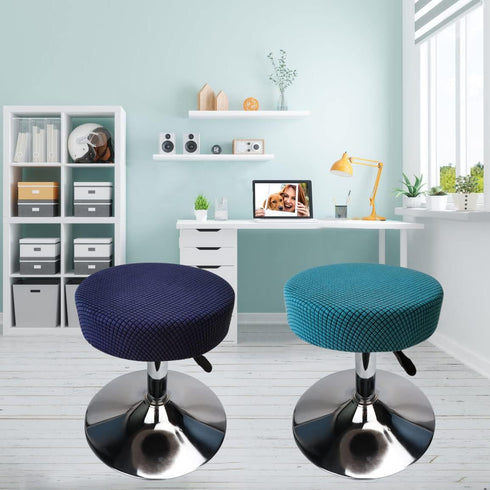 Round Stool Cover 12-16 Inch Round Bar Stool Covers, Luxurious Fabric Stretchable, Washable Dustproof Soft and Durable (2Pcs Peacock Blue)...