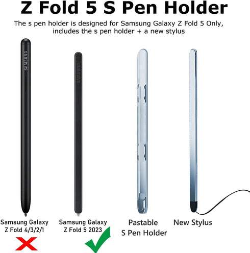 for Samsung Galaxy Z Fold 5 S Pen & Pen Holder, Slim Lightweight PC Z Fold 5 S Pen Holder New Stylus High Sensitive & Precision Silicone Tip Capac...