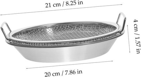 1 Set Mesh Drain Pan Oil Draining Net Egg Steamer Rack Stovetop Barbecue Grill Fried Food Serving Tray Roasting Pans for Ovens Stainless Steel Foo...