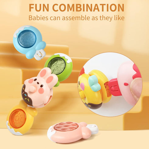 Suction Cup Toys for Babies,Spinner Toys for Babies,Suction Spinners Baby,Baby Montessori Sensory Educational Learning Candy Stack Toy,Toddler Bir...