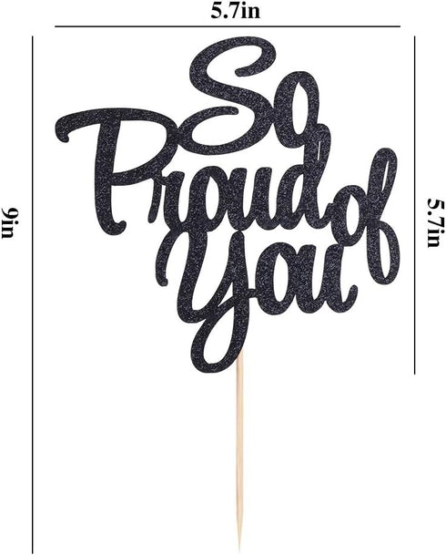 PALASASA So Proud of You Cake Topper - Congrats Grad, Done, Congratulations, Graduation Party Decorations (black)...