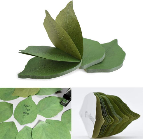 5 Packs Green Leaf-Shaped Sticky Notes Stickers Removable Self-Stick Notes Scratch Pads for Desk Office School Memos...