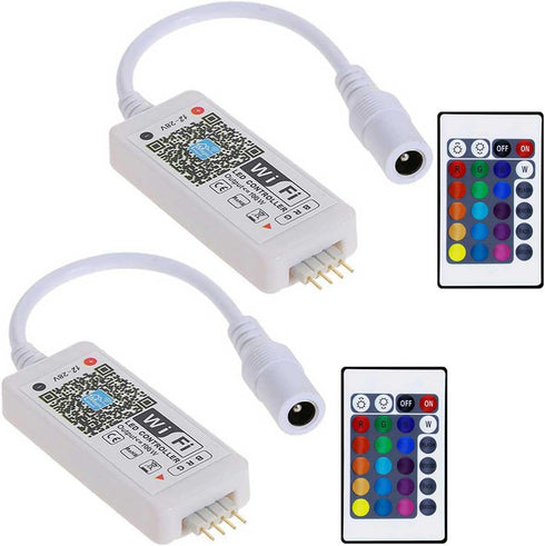 Smart LED WiFi Controller, Updated Wireless 24 Keys RF Remote Control for GRB BGR RGB LED Strip Lights, Compatible with Alexa Google Assistant IFT...
