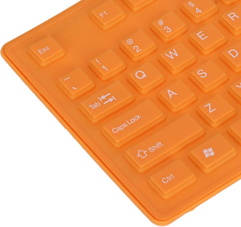 ASHATA Foldable Silicone Keyboard USB Wired Keyboard Mute Waterproof Rollup Keyboard for PC Laptop Notebook, 2 Color, 108 Keys(Orange)...