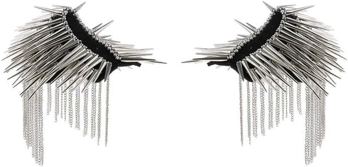 1 Pair Shoulder Epaulet Crystal Rhinestone Punk Rivet Tassels Shoulder Board Arm Badge Brooch Gifts - Silver...