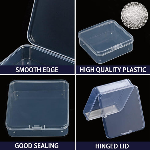 16 Pieces Small Plastic Bead Storage Containers and Organizer Transparent Boxes with Hinged Lid, Clear Craft Supply Box for DIY Art Craft Accessor...