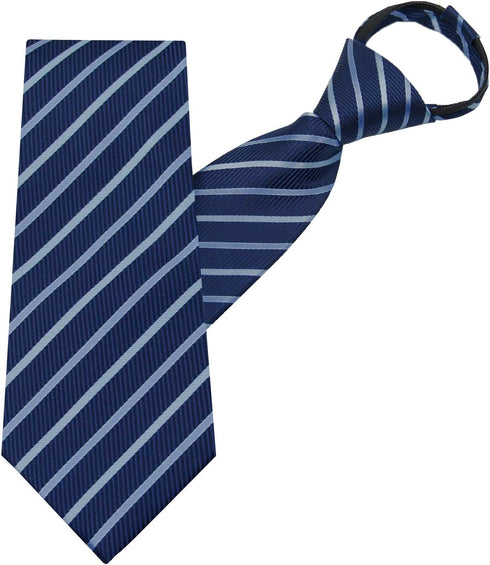 Mantieqingway Zipper Ties for Men Boy Pre-tied Neck Tie 3.15'' Polyester Woven Jacquard Tie Zip on Neckties for Wedding Party (Blue Stripe)...