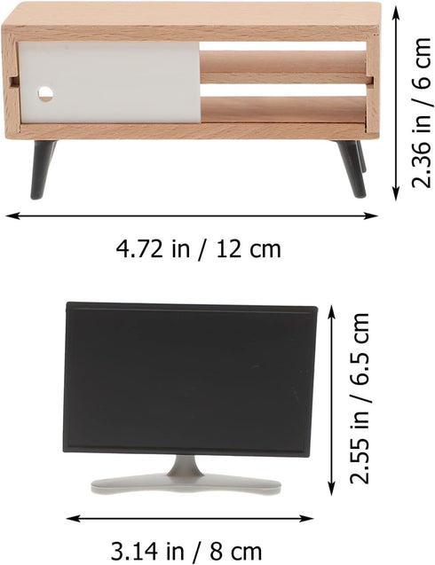 Toyvian 1/12 Scale Dollhouse Miniature Tv Dollhouse Living Room Television Mini Tv Mini Tv Cabinet Doll House Furniture Tiny Tv Set for Dollhouse ...
