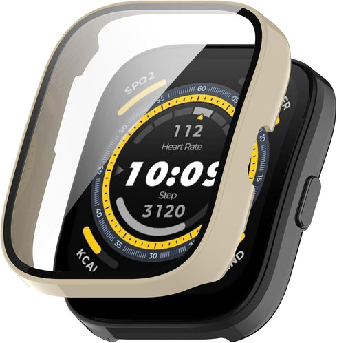 Protective Case Compatible for Amazfit Bip 5 Screen Protector, All-Around Case Tempered Glass Bumper Full Cover Shell Coverage Cases for Amazfit B...