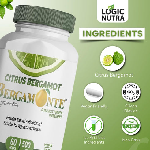 Citrus Bergamot Supplement (Citrus Bergamia) 1,000 mg per Serving (2) 60 Vegan Capsules - Patented Bergamonte...