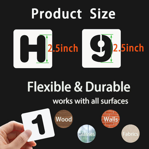BAMIDELE 2.5 Inch Letter and Number Stencils, 36 Pcs Reusable Plastic Alphabet Spray Paint Stencils for Painting on Wood, Wall, Fabric, Rock, Chal...