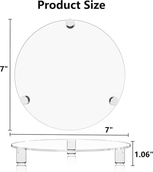 Clear Acrylic Riser for Displays, 7 Inch Round Pedestal Stand for Kitchen & Bathroom Counter Décor, Modern Plant Stand for Indoor Flower Pot Riser...