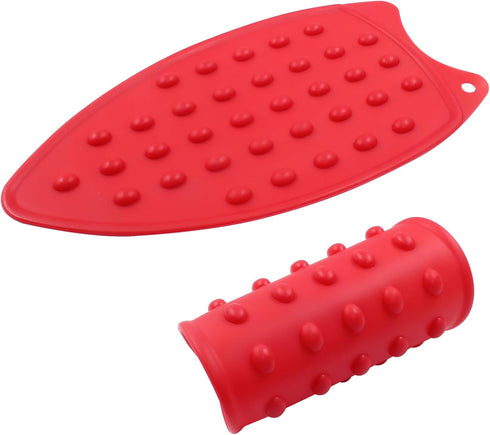 2 Pcs Silicone Iron Rest Pads Mat Iron Hot Heat Resistant Protective Pads for Ironing Board Curling Irons Flat Irons(Red)...