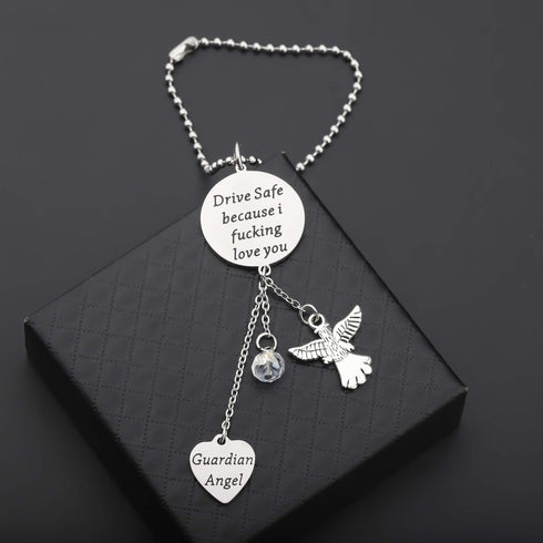 Lywjyb Birdgot Beautiful Rearview Mirror Car Charm Window Hanging Ornament Car Interior Rearview Mirror Pendant New Car Mirror Charms (Drive Safe ...