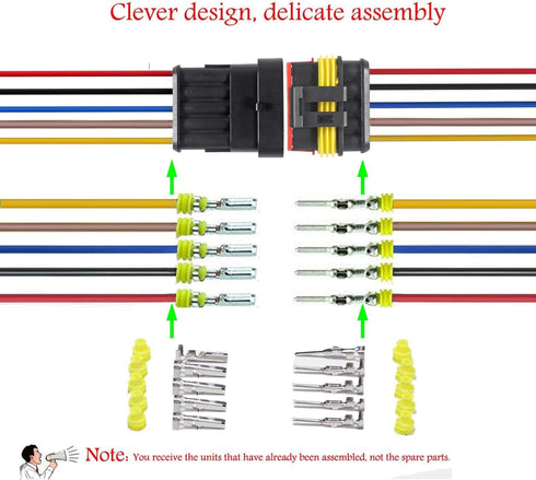 5Pin Connector,16AWG Way Car Waterproof Electrical Connector, Auto Electrical Wire Connectors Marine for Car, Truck, Boat, and Other Wire Connecti...