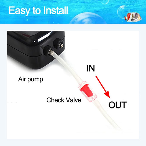 Aquarium Air Check Valve - Non-Return One Way Air Valve Red Clear Plastic Check Valve for Aquarium Air Pump Perfect for Fish Tank Aerator 10PCS...