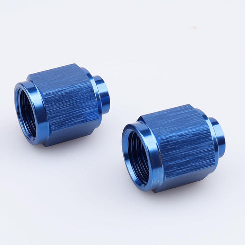 Aluminum Hardline Fitting - 6 AN Female Tube Nut and Sleeve For 3/8'' 9.52mm outer diameter alloy Tube Hose Line Fitting, Blue, Pack of 2...