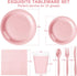 Pink Party Birthday Supplies, Pink Paper Plates Napkins Cups, Disposable Dinnerware Set Serves 25, Pink Plastic Forks Knives Spoon for Wedding Bri...