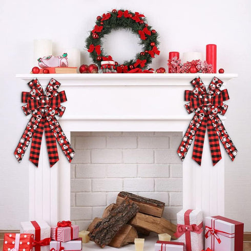 Hying Large Valentines Bows for Wreath, Valentines Wreath Bow Black Red Buffalo Plaid Bows Holiday Hearts Burlap Tree Topper Bows for Front Door D...