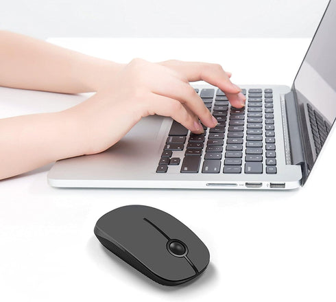 VssoPlor Wireless Mouse, 2.4G Slim Portable Computer Mice with Nano Receiver for Notebook, PC, Laptop, Computer (Black and Gray)...