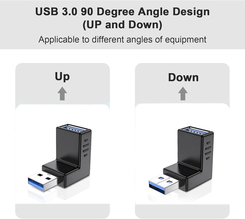 USB 3.0 Adapter 90 Degree Male to Female Combo Vertical Up and Down Angle Coupler Connector...