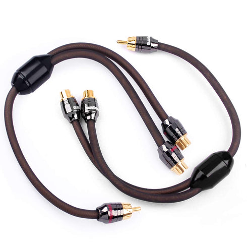 1ft 1 Male to 2 Female RCA Y Adapter Splitter Connector (2 Pack) (1 Male to 2 Female)...